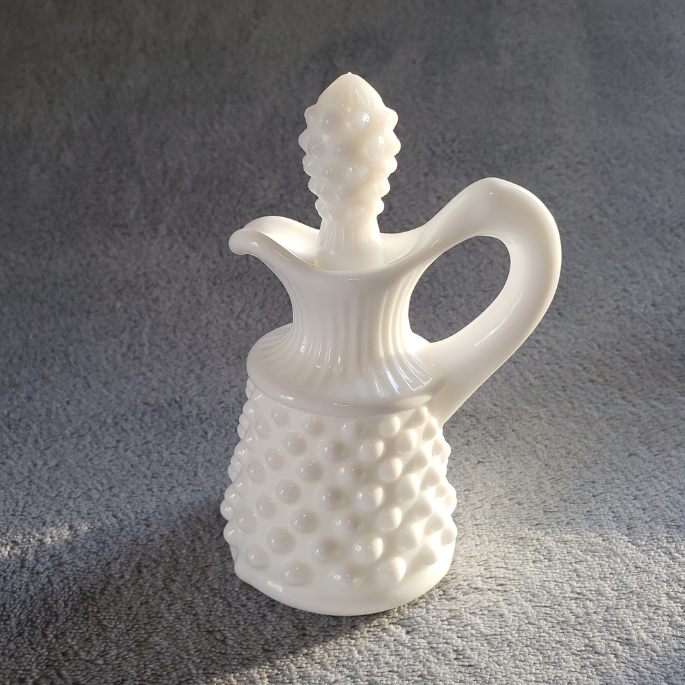 White Hobnail Glass Pitcher